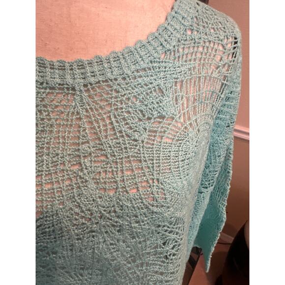 Women’s Soft Surroundings Turqoise Loose Knit Sweater. Size Small - Picture 2 of 3
